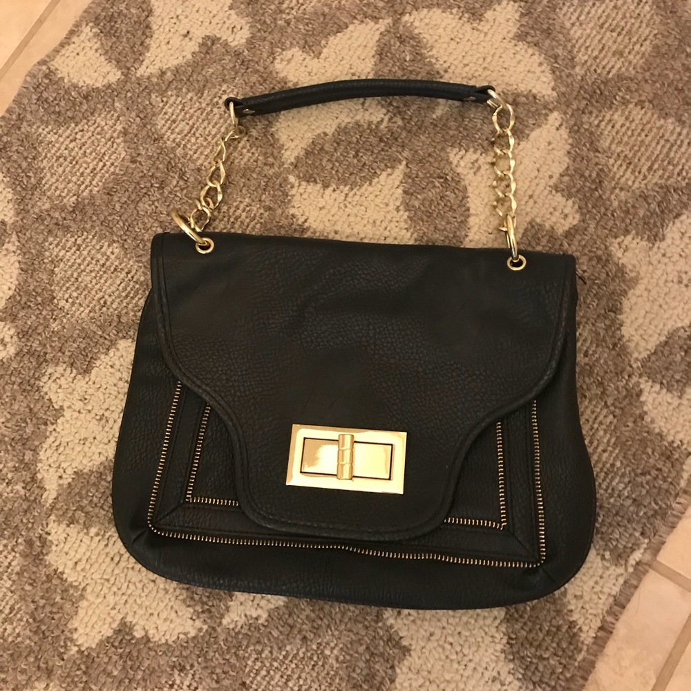 Olivia + Joy black and gold shoulder bag
